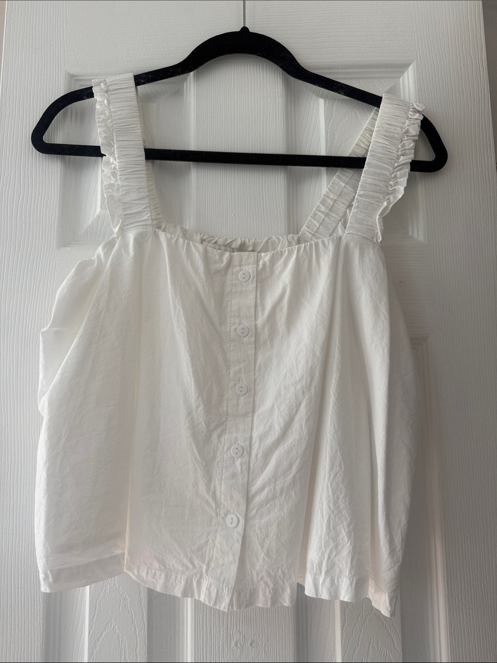 bishop + young White Ruffle Strap Button-Front Camisole